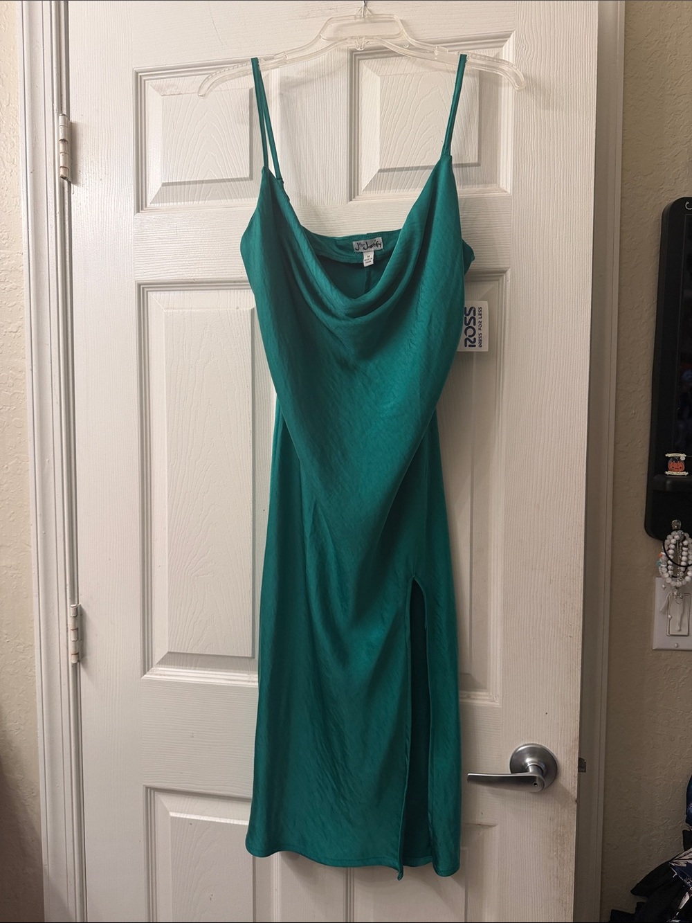 J for Justify Teal Cowl Neck Midi Slip Dress